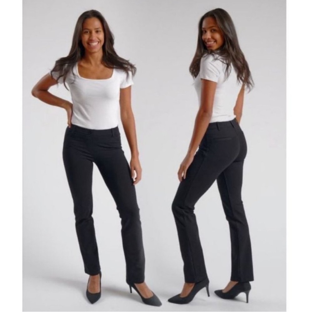 Betabrand Black Classic Straight Leg Yoga Career Dress Slack Pants size M Long